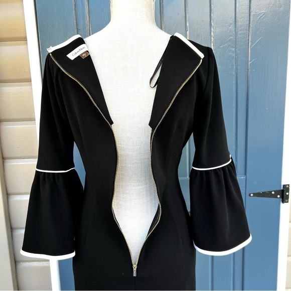 Calvin Klein Bell Sleeve Midi Dress Women Size 8 - Picture 5 of 10